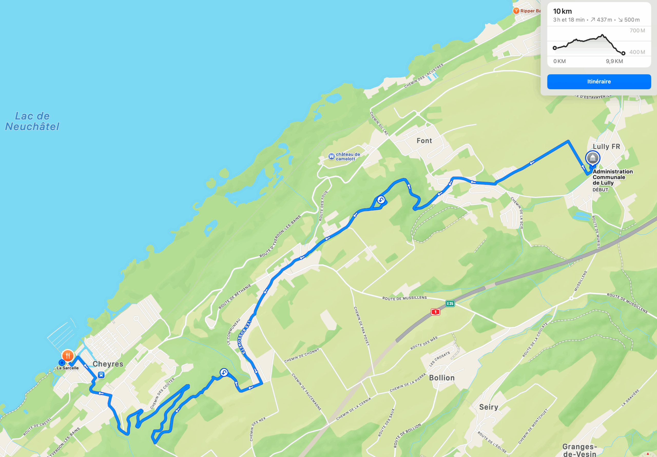 Itinéraire de la marche 2025 du matin