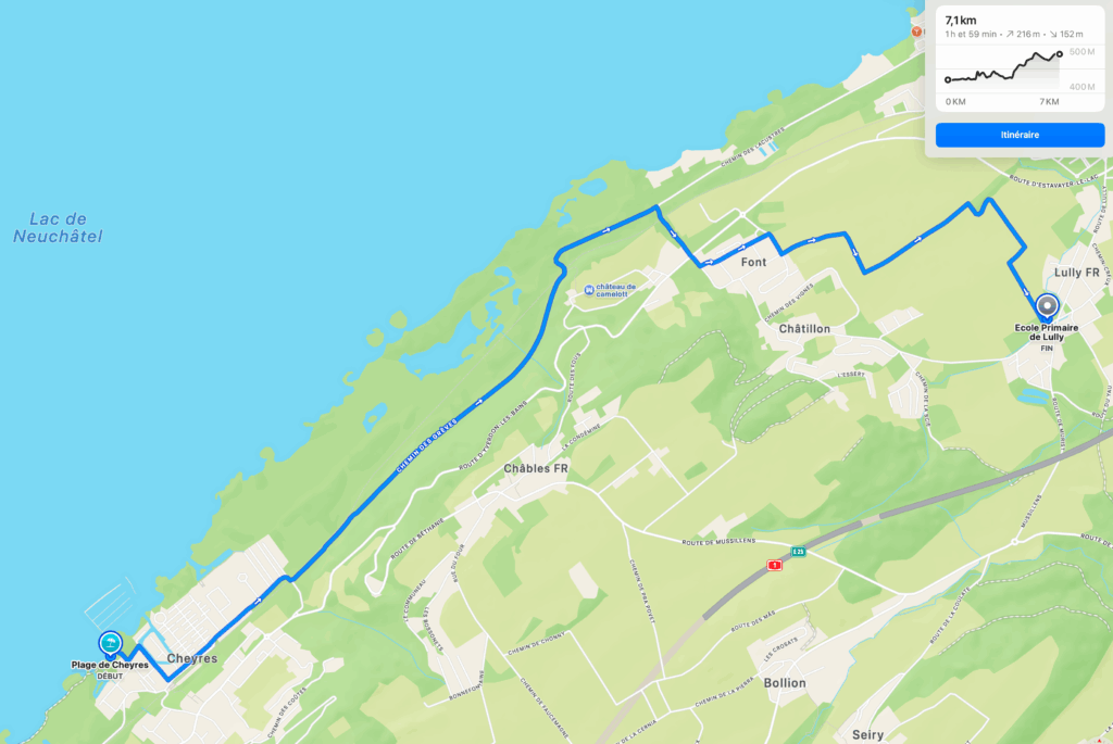 Itinéraire de la marche 2025 du après-midi